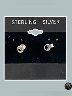 VTG NWT 925 Sterling Silver Love Knot Stud Earrings 8mm Boho Minimalist Gift